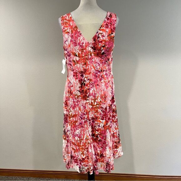 Floral Pink Sleeveless midi Dress size 12 - Picture 6 of 13